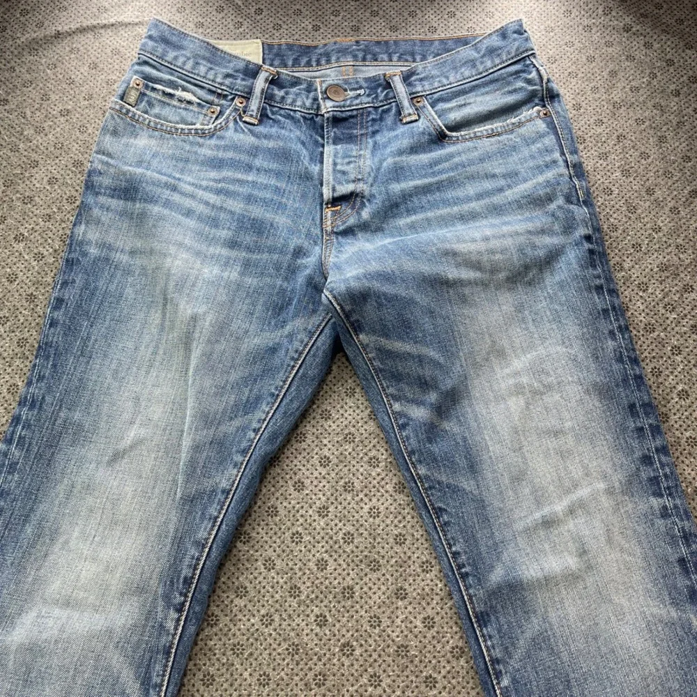 Y2K Abercrombie Fitch Skinny Jeans Mens 30x32 Medium Wash Button Fly Distressed